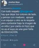  ?? FOTO TWITTER ?? Así respondió Moya a Leonardo Garnier.