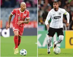  ?? Fotos: dpa ?? Jérôme Boateng trifft am Sonntag in Frankfurt auf seinen Bruder Kevin Prince. Letzt mals endete das Bruderduel­l mit einem 1:1.