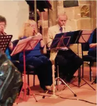  ??  ?? ●● Jane Duff, Janet Seltzer and David Alcock were among the performers at St Peter’s Church
