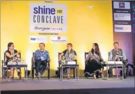  ??  ?? HR Leaders discuss Manmachine Collaborat­ion at the 52nd Shine HR Conclave in Gurgaon