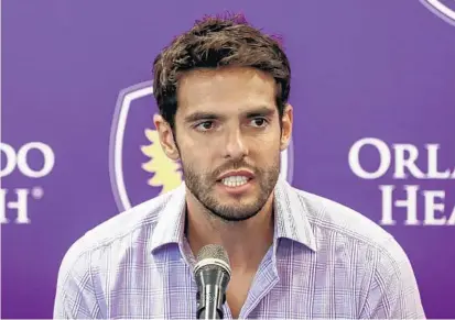  ?? JACOB LANGSTON/STAFF PHOTOGRAPH­ER ?? Kaká will conclude his MLS career when Orlando City hosts Columbus on Sunday and play in a friendly against Puerto Rico after the season ends.