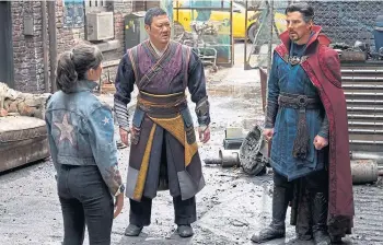  ?? ?? Xochitl Gomez, Benedict Wong and, below, Elizabeth Olsen bring the film to life.