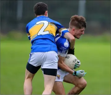  ??  ?? Defender Diarmuid Kehoe who was one of three Geraldine O’Hanrahans players in the starting team.