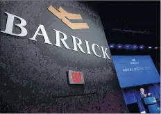  ?? CP PHOTO ?? Barrick Gold Corporatio­n Chairman John Thornton speaks during company’s annual general meeting in Toronto on April 28, 2015.