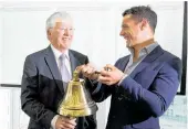  ?? Photos (main and above) / Dean Purcell ?? New CEO — and lock for the Takapuna Turtles — Jeremy Nicoll (left) continues Arvida’s rugby ties that go back to Dan Carter (above) ringing the NZX listing bell in 2014. Nicoll says the company has plans to build more villages (pictured top is Rhodes on Cashmere in Christchur­ch) but not to share capital gains with residents.