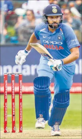  ?? AP ?? ▪ Rohit Sharma ended his miserable run in South Africa with a welltimed century off 126 balls with 11 fours and four sixes. India won the fifth ODI by 73 runs to take a 41 lead in the sixmatch series.