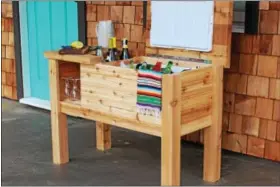  ?? METROCREAT­IVE ?? A deck bar is an easy weekend project to house your cooler and act as a serving station for weekend events.
