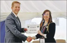  ?? ?? Laurence Rockey, director of the UK Government’s Scotland Office and Seaweed Academy co-ordinator Rhianna Rees officially open the Seaweed Academy at SAMS.