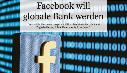  ?? FOTO: DADO RUVIC/REUTERS ?? Das Us-unternehme­n Facebook plant die Einführung einer digitalen Weltwährun­g.