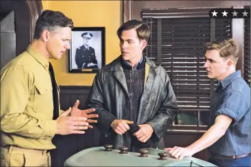  ??  ?? Eric Bana, from left, Chris PIne and Kyle Gallner appear in a scene from, “The Finest Hours,” a heroic action-thriller based on the true story of the most daring rescue in the history of the Coast Guard.