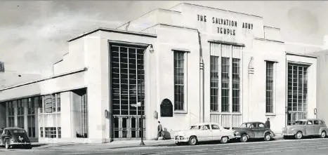  ?? HUX LOVELY/FILES ?? The Salvation Army Temple at Gore and Hastings streets opened to architectu­ral acclaim in 1950.