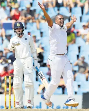  ?? BCCI ?? Vernon Philander’s (in pic) seam bowling and Lungi Ngidi’s raw pace exposed the Indian batsmen in the first two Tests.