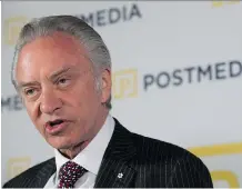  ?? PETER J. THOMPSON/ NATIONAL POST ?? Postmedia President and CEO Paul Godfrey said the newspaper publishing company’s three- year plan to reduce costs by 15 to 20 per cent remains on target.