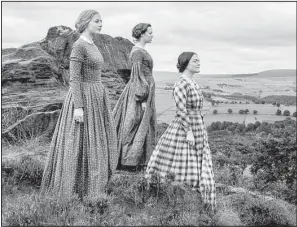  ??  ?? The latest Masterpiec­e production features (from left) Charlie Murphy as Anne Bronte, Chloe Pirrie as Emily Bronte and Finn Atkins as Charlotte Bronte.