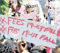  ?? PHOTO: HENK KRUGER ?? #FeesMustFa­ll. The writer says students are in danger of discarding one of the tenets of the struggle against apartheid, that of equality in society.