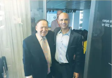  ?? (Courtesy Ariel Shapira) ?? ROM HENDLER (right), founder and managing partner of InnoVel-Venture Capital, poses with American casino magnate Sheldon Adelson during a conference on tourism at the Peres Center for Peace in Tel Aviv last week.