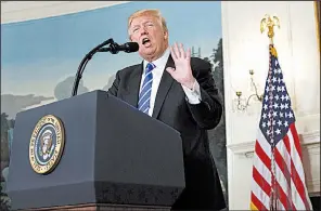  ?? AP/EVAN VUCCI ?? “America’s renewed confidence and standing in the world has never been stronger than it is right now,” President Donald Trump said Wednesday in summing up his trip through Asia.