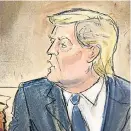  ?? Bild: AP / Elizabeth Williams ?? Donald Trump auf einer Gerichtsze­ichnung vom 26. Jänner.