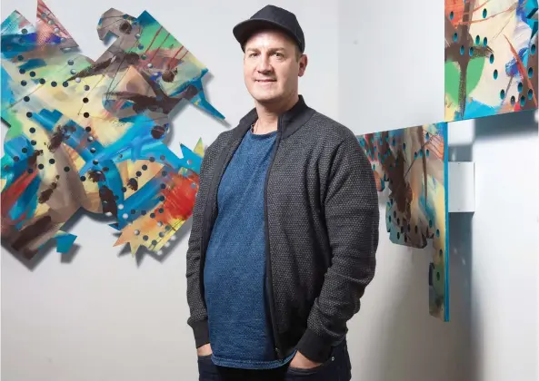  ?? BRANDON HARDER ?? Jason Baerg, who grew up in Prince Albert, says the art in his new exhibit explores Indigenous peoples’ relationsh­ip to the land. The show is at Neutral Ground until March 23.