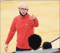  ?? Sarah Stier / Getty Images ?? UConn coach Dan Hurley and the Huskies open play in the NCAA tournament on Saturday against Maryland.