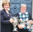  ??  ?? Broome Park’s 2016 lady captain Gillian Matthews with Sue Shepherd