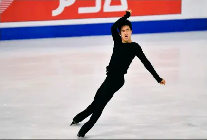  ?? AP Photo/Martin Meisner ?? Nathan Chen of the USA performs during the Men Free Skating Program at the Figure Skating World Championsh­ips in Stockholm, Sweden, on Saturday.