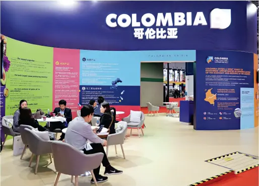  ??  ?? The Colombian Pavilion at the second China Internatio­nal Import Expo (CIIE) Colombia to boost its trade with China. in Shanghai. Diversifyi­ng the export basket is one of the tasks ahead for