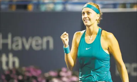  ?? Jared Wickerham / Connecticu­t Open ?? Petra Kvitova was right at home Monday night in her victory over Agnieska Radwanska on Stadium Court.