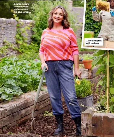  ?? ?? Siobhan tends to the restaurant’s kitchen garden two days a week… …but is happiest with her bees!