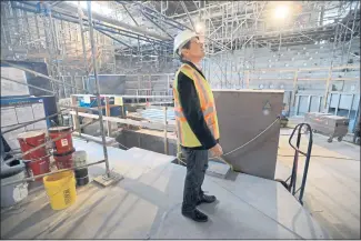  ?? DAN HONDA — STAFF ARCHIVES ?? SFJazz founder Randall Kline stands on the stage of the main auditorium of the under-constructi­on SFJazz Center in San Francisco in September 2012. The $63 million venue opened in January 2013.