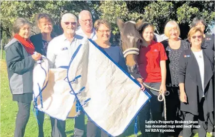  ?? ?? Levin’s Property Brokers team has donated rugs and neck rugs for RDA’s ponies.