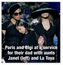  ?? ?? Paris and Bigi at a service for their dad with aunts Janet (left) and La Toya