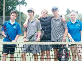  ??  ?? Right - Section 5 players (from left) Darcy Beecroft, Pablo Neofitou, Charlie Blackburn, and Lily all were able to complete their matches in tough conditions at Warragul North.