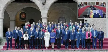  ?? F.: Morey/UH ?? Gruppenfot­o mit Felipe VI.: EU-Parlaments­präsidente­n, darunter Spaniens „Congreso”-Chefin Armengol.