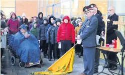  ??  ?? Never forget Mick Lowe’s roll of names of fallen soldiers from Raploch was read out by schoolchil­dren at a remembranc­e service in the community last year