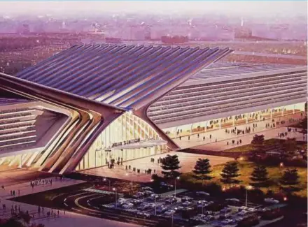  ?? PIC BY HAIRUL ANUAR RAHIM ?? An artist’s impression of the Muar high-speed rail station in Johor.