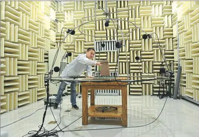  ?? YU GE / FOR CHINA DAILY ?? An engineer at the electrical noise testing center of Midea Group in Foshan, Guangdong province.