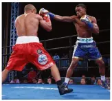  ?? Photo: PREMIER BOXING CHAMPIONS ?? MAKING A STATEMENT: Spence [right] becomes the first man to KO respected veteran Bundu