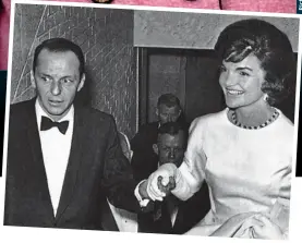  ??  ?? First Lady: Natalie Portman, wearing the iconic Chanel suit in Jackie and, inset, Frank Sinatra with Mrs Kennedy at a Democratic Party gala