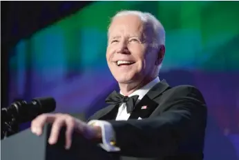  ?? AP ?? President Joe Biden speaks Saturday at the annual White House Correspond­ents’ Associatio­n dinner.