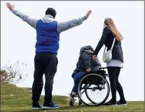  ??  ?? Vertigo-inducing: The wheelchair user seems to peer over the edge