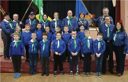  ??  ?? The Kanturk Beavers Group pictured with Scout Leaders at their Investitur­e Ceremony in the Edel Quinn Hall.