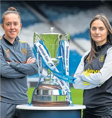  ?? ?? SIGN OF THE TIMES: Rangers, led by Jo Potter, above left, and Celtic, managed by Elena Sadiku, right, have been increasing their strangleho­ld on women’s football in Scotland.