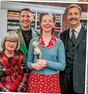  ??  ?? Winner: With the Sewing Bee judges and presenter Joe Lycett