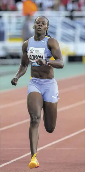  ?? (Photos: AFP) ?? Jamaica’s Shericka Jackson competes in the women’s 200m during the IAAF Diamond League competitio­n at the Prince Moulay Abdellah Stadium in Rabat, Morocco, on Sunday.