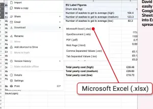  ?? ?? David can easily convert Google Sheets into Excel spreadshee­ts