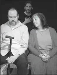  ??  ?? Hank, played by Robbie Jones, and Alice, played by Lynne O’Meara, grieve the loss of their son, Jack, played by Sean Michael Frasier in “The Tin Woman” opening this weekend at the Black Box Theater in Indian Head.