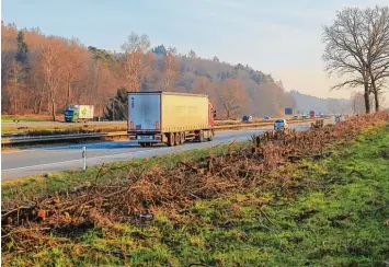 ?? Fotos: Bernd Kurus Nägele/Bund Naturschut­z ?? Entlang der Autobahnen in der Region wurden zuletzt mehrere Gehölzarbe­iten vorgenomme­n. Der Bund Naturschut­z übt Kritik: Von einem „Kahlschlag“ist die Rede.