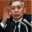  ?? — Reuters ?? Governor Haruhiko Kuroda attends a news conference at the BOJ headquarte­rs in Tokyo.