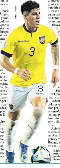  ?? ?? El defensor de Ecuador Piero Hincapié podría convertirs­e en el primer jugador tricolor en ser campeón de la Bundesliga con Bayer Leverkusen.